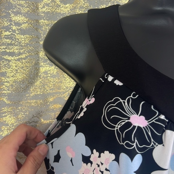 Jessica Petite Black Floral Print Sleeveless Top Size M - Picture 6 of 12